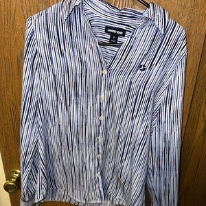 Lands' End JPMorgan Chase Navy and White Striped Shirt